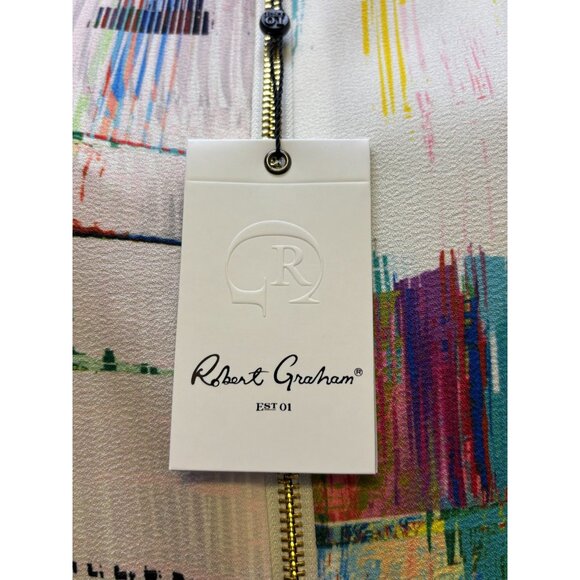 NWT Robert Graham Abstract Print Bomber Jacket White Multi S - Picture 6 of 11